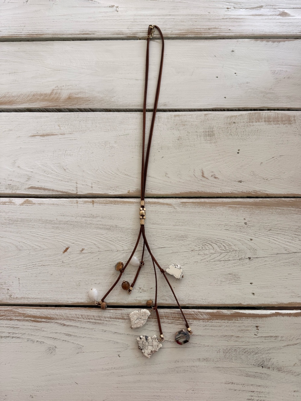 Layered Tassel & Bead Necklace Set - Red, Cream, Green, Brown, Gold (Mud Pie) - Picture 11 of 12